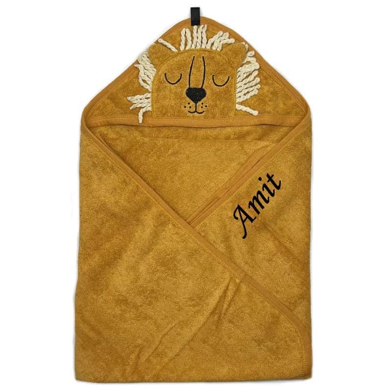 מגבת רחצה לתינוק- אריה. ניתן להוסיף שם