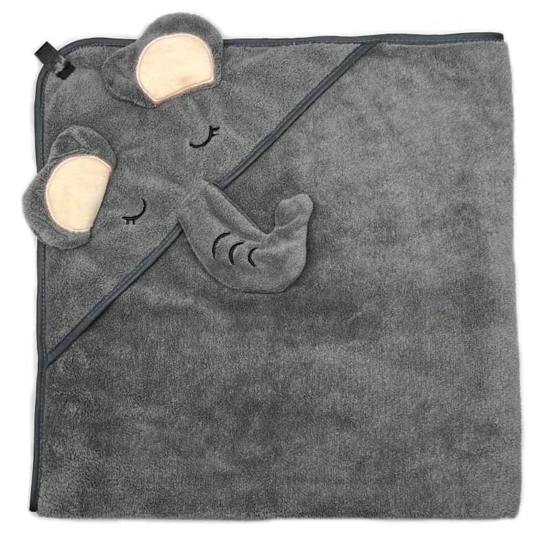 מגבת רחצה לתינוק-אפור. ניתן להוסיף שם