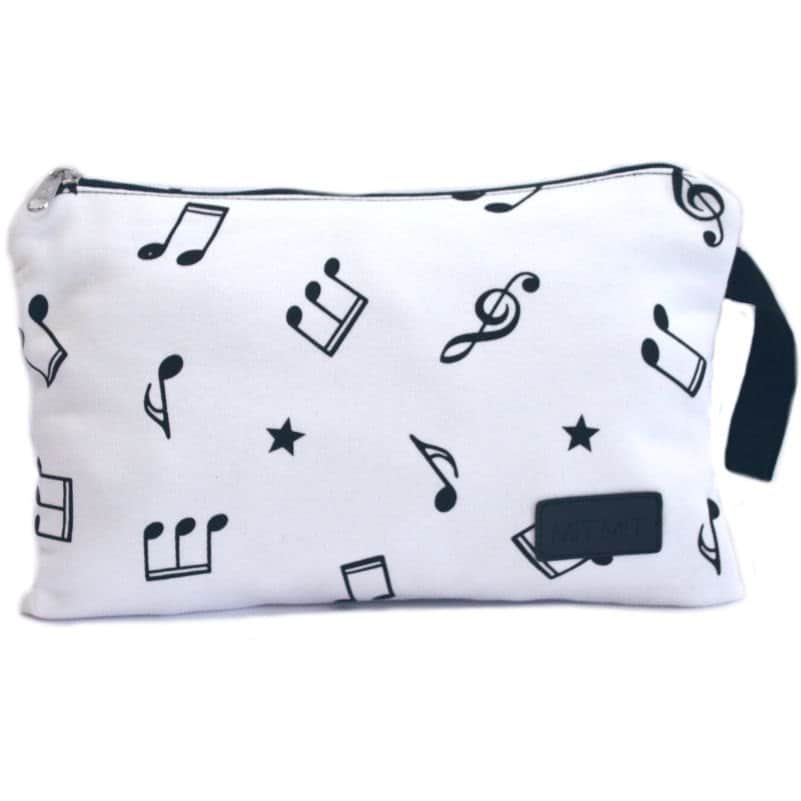 נרתיק החתלה/ לעגלה - לבן תווי נגינה. ניתן להוסיף שם