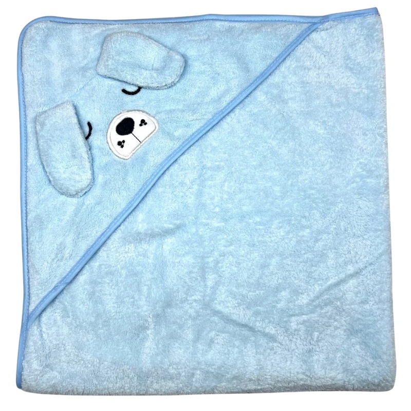 מגבת רחצה לתינוק-תכלת. ניתן להוסיף שם