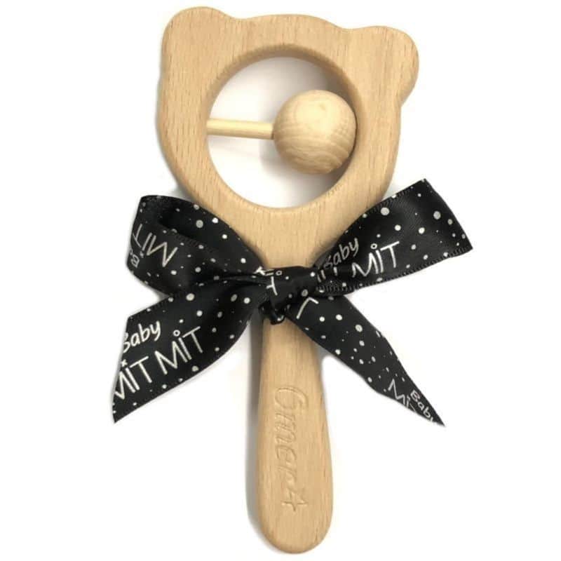 רעשן/ נשכן עץ לתינוק- כולל חריטת שם הילד/ה