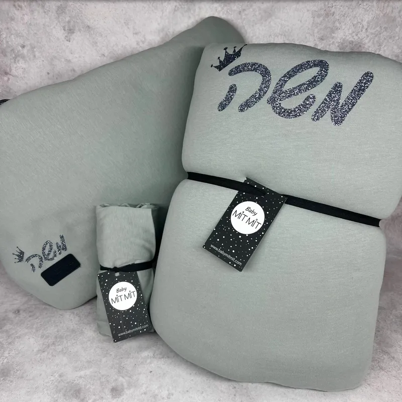 מצעים מנטה לתינוק עם שם